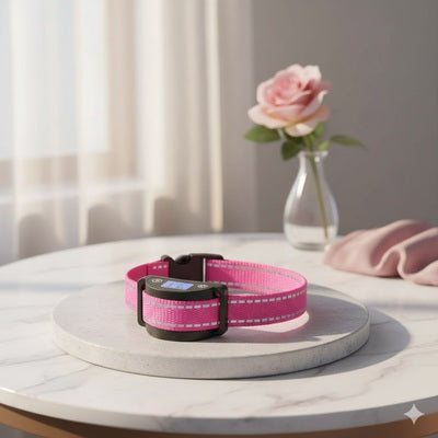 collier anti aboiement petit chien rose premium elegant interieur table decoration moderne