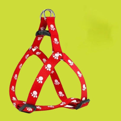 harnais chien rouge motif pattes laisse incluse kit promenade
