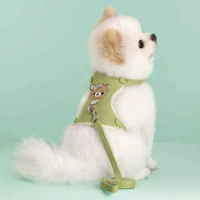 harnais pour petit chien vert confort ajustable laisse integree qualite premium