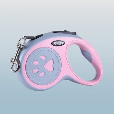 laisse-enrouleur-chien-rose-avec-poignee-ergonomique-motif-patte-et-mousqueton-metalique
