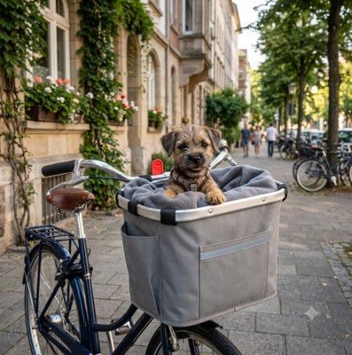 Panier pour chien pour vélo chiot terrier rue ville gris urbain