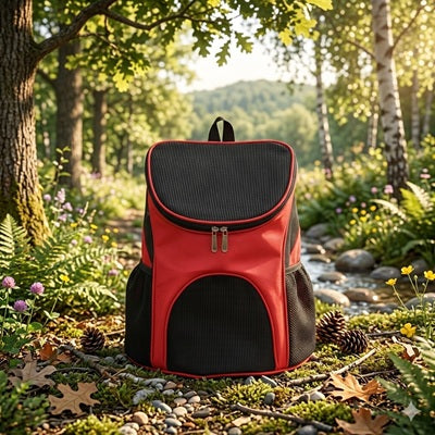 sac a dos chien rouge nature foret respirant mesh
