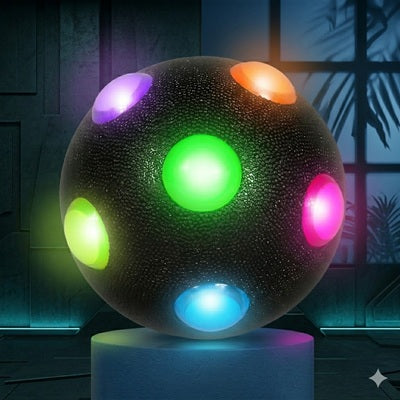balle chien led lumineuse noire picots colorés jouet nuit interactif