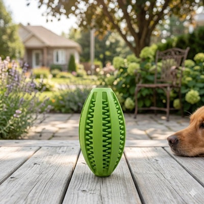 Balle pour chien indestructible rugby verte jardin golden retriever caoutchouc extérieur