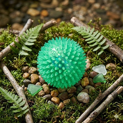 balle pour chien spike verte mousse galets escargot extérieur