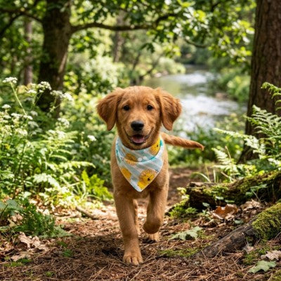 Bandana pour chien chiot Golden Retriever forêt rivière nature