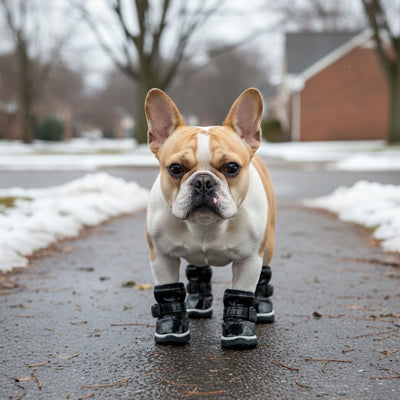 Bottes pour Chien Noires Bouledogue Français Neige Hiver Rue Froid