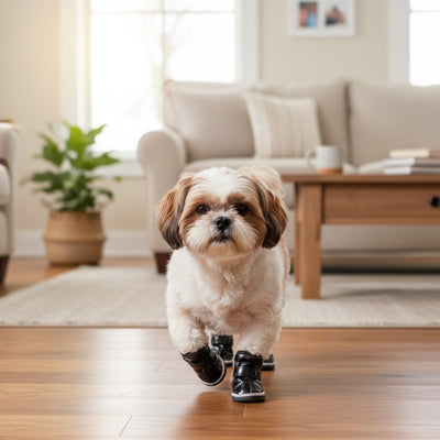 Bottes pour Chien Noires Shih Tzu Salon Parquet Trot Intérieur