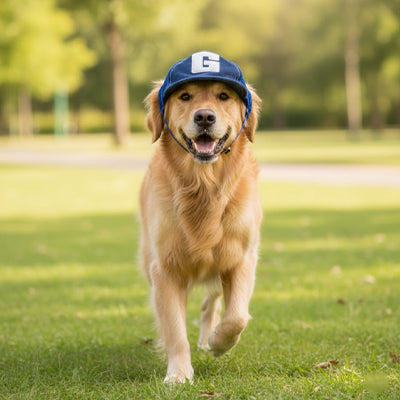 casquette pour chien golden retriever course gazon parc bleue lettre G