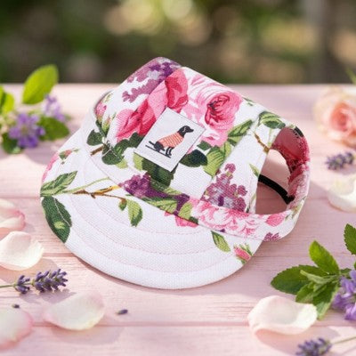 Casquette pour chiens fleurie rose pivoine lavande printemps