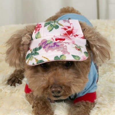 Casquette pour chiens fleurie visière caniche rose violet
