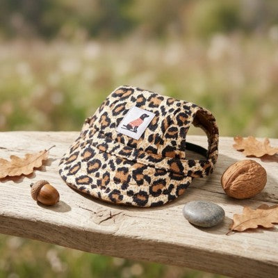 Casquette pour chiens léopard automne nature motif fauve