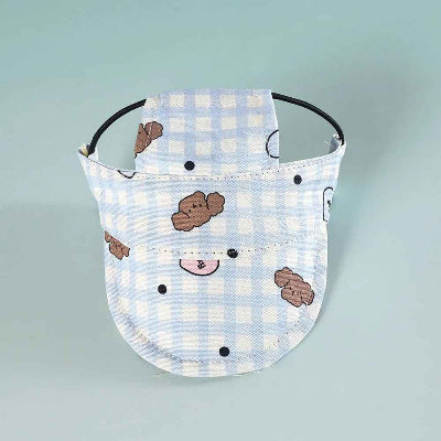 casquette pour chiens visière carreaux bleu motifs chien brun