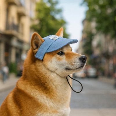casquette pour chiens visière denim bleu shiba inu ville