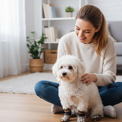 Chaussette pour chien petit bichon femme intérieur parquet confort