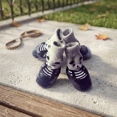 Chaussette pour chien semelle noire antidérapante parc automne