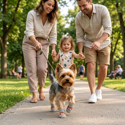 chaussettes chien yorkshire terrier motif tigre balade famille parc été laisse