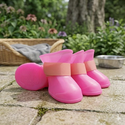 Chaussure Chien Silicone Rose Set 4 Jardin Terrasse Pierre Velcro
