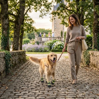 chaussures pour chien Golden Retriever pavé château maîtresse