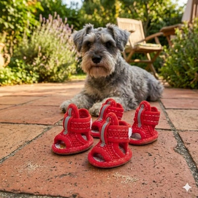Chaussures pour chien sandales rouges Schnauzer jardin été
