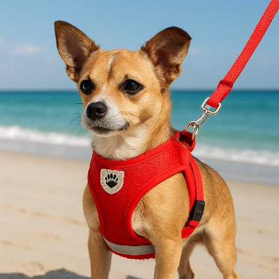chien-harnais-anti-traction-chihuahua-rouge-plage-mer