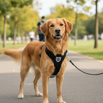 chien harnais anti traction noir ajustable doux