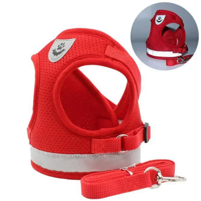 chien harnais anti traction rouge confort laisse incluse