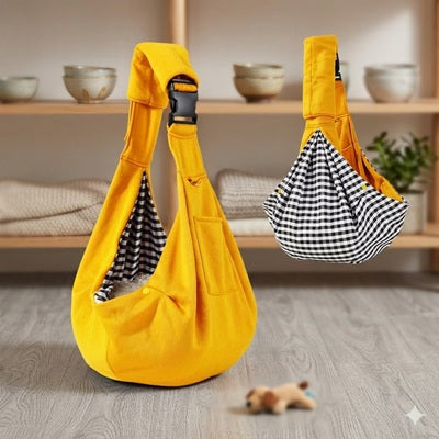 chien sac de transport jaune bandouliere interieur vichy noir blanc confortable reglable