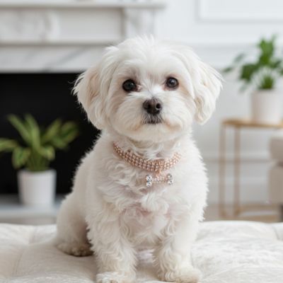 chiot collier rose gold strass pendentif os blanc maison moderne