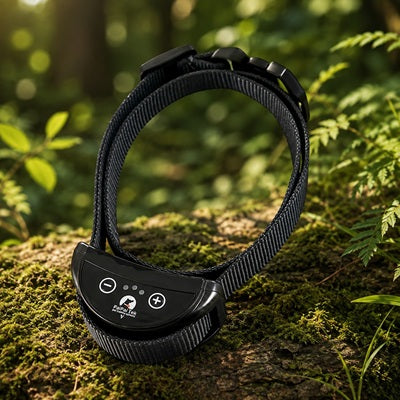 Collier anti-aboiement chien vibration douce noir forêt rechargeable
