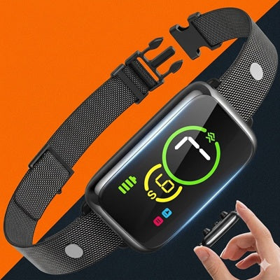 Collier anti-aboiement gros chien écran LCD couleur nylon noir boucle