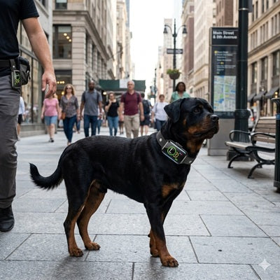Collier anti-aboiement gros chien Rottweiler ville centre urbain dressage