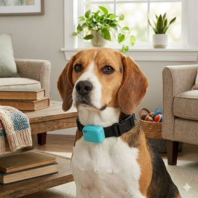 collier anti-aboiement petit chien beagle salon maison turquoise noir