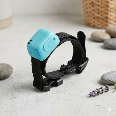collier anti-aboiement petit chien bleu sangle noire rechargeable usb