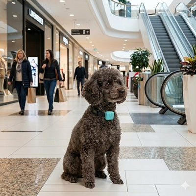 collier anti-aboiement petit chien caniche centre commercial bleu