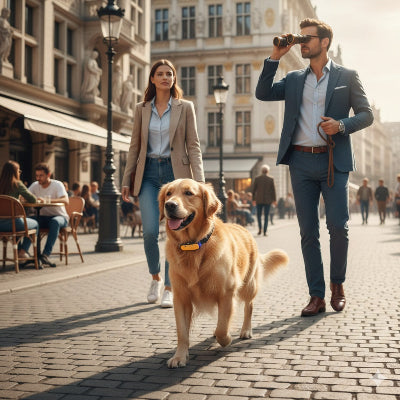 collier anti aboiement pour chien golden retriever promenade ville europenne education urbaine