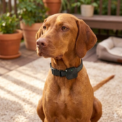 collier anti aboiement pour petit chien vizsla terrasse jardin calme