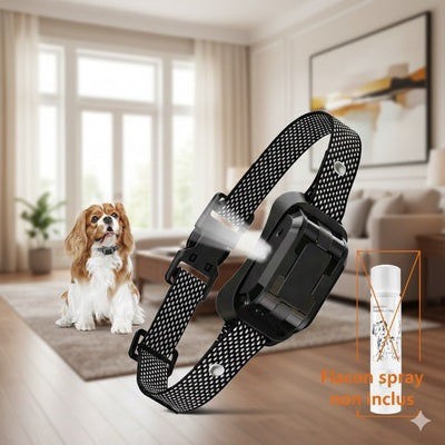 collier anti aboiements spray rechargeable produit noir design moderne