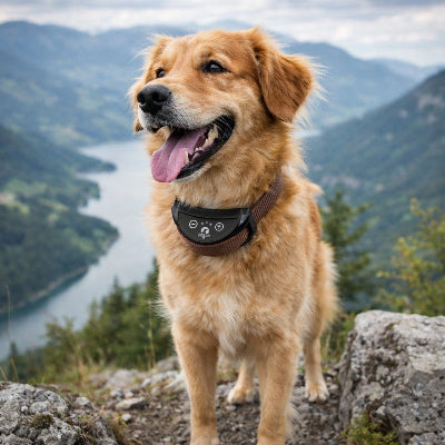 collier chien de dressage golden retriever montagne randonnee marron anti aboiement aventure