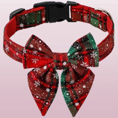 collier chien noel flocons neige rouge vert paillettes brillant
