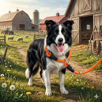 collier chien orange ferme berger australien campagne resistant harnais exterieur