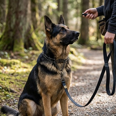 collier de dressage berger allemand clicker forêt sentier obéissance