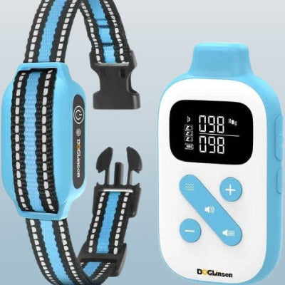 collier dressage chien telecommande bleu rechargeable ecran lcd reglable
