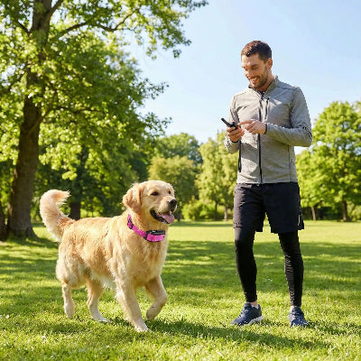 collier-dressage-chien-telecommande-golden-retriever-parc-rose-sport-jogging-ete