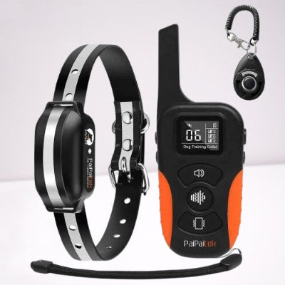 collier dressage chien telecommande noir blanc rechargeable etanche portee longue