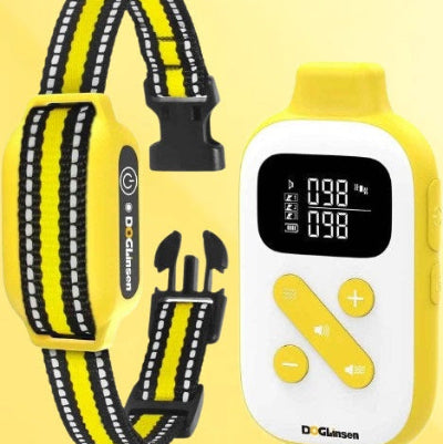 collier dressage pour chien telecommande jaune rechargeable ecran lcd reglable