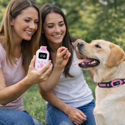 collier dressage pour chien telecommande rose education canine labrador