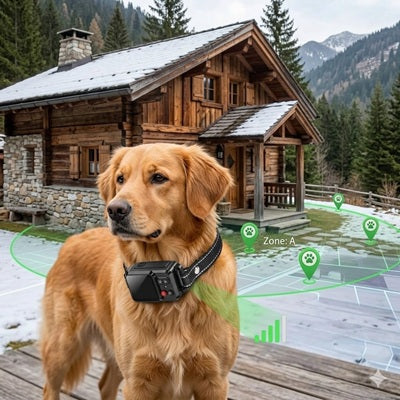 Collier GPS chien sans abonnement anti-fugue montagne chalet hiver