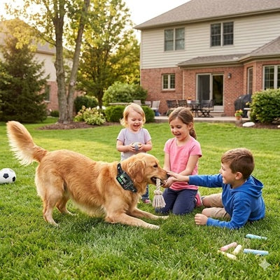 Collier GPS chien sans abonnement sécurité jardin Golden jeu pelouse