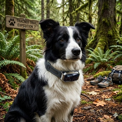 Collier GPS pour chien sans abonnement Border Collie forêt